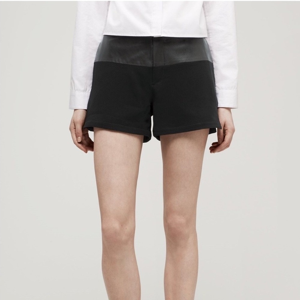 Rag‎ & Bone Kelly Lamb Leather Shorts Womens 6 Black New Mixed Media High Rise - Picture 2 of 13